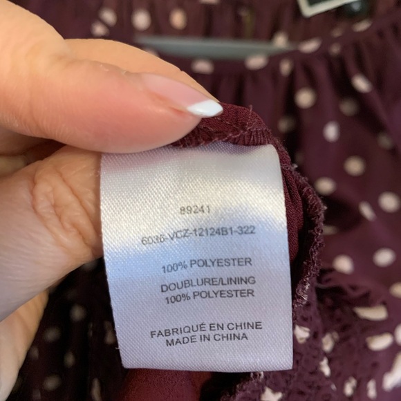 Melanie Lyne polkadot burgundy blouse - Picture 2 of 8